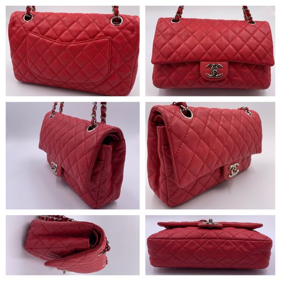 Authentic CHANEL Caviar Red Double Flap Bag - Picture 4 of 13